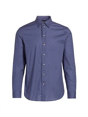 Geometric Cotton-Blend Button-Front Shirt