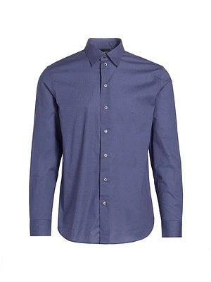 Geometric Cotton-Blend Button-Front Shirt