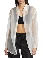 Oversized Sheer Button-Front Shirt