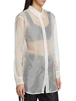 Oversized Sheer Button-Front Shirt