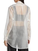 Oversized Sheer Button-Front Shirt