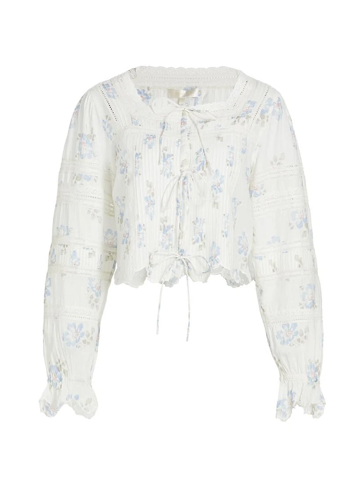 Sanra Floral Lace Pintuck Blouse