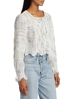 Sanra Floral Lace Pintuck Blouse