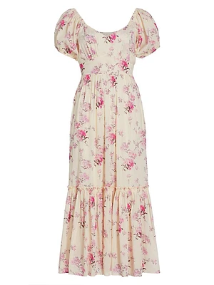 Angie Cotton Floral Midi-Dress