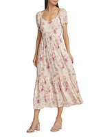 Angie Cotton Floral Midi-Dress