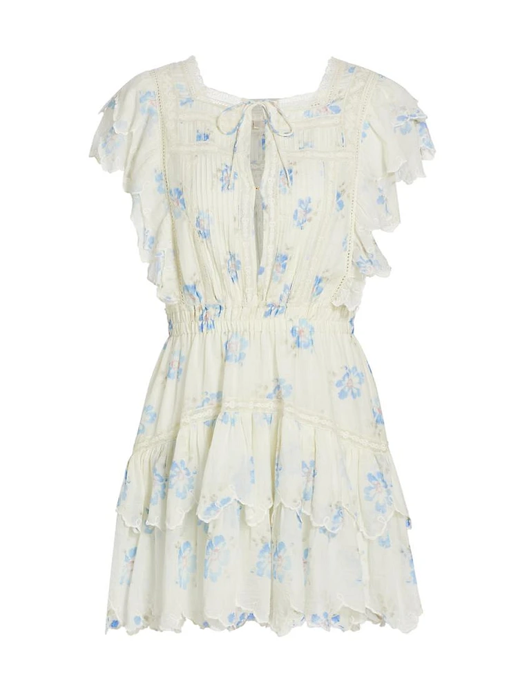 Darryl Pin-Tucked Floral Cotton-Blend Minidress