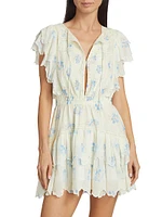 Darryl Pin-Tucked Floral Cotton-Blend Minidress