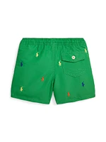 Little Boy's & Embroidered Pony Swim Shorts