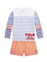 Little Boy's & Boy's Striped Swim Trunks