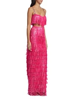 Sequin Fringe Two-Piece Skirt Set