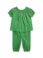 Baby Girl's Floral Top & Pants Set