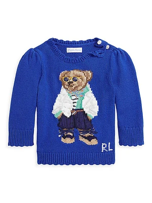 Baby Girl's Polo Bear Cotton Sweater