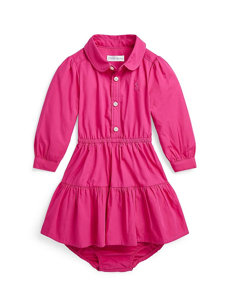 Baby Girl's Poplin Club Collar Shirtdress & Bloomers Set