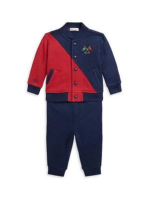 Baby Boy's Fleece Bomber Jacket & Joggers Set