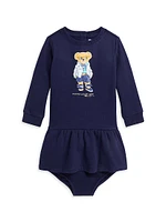 Baby Girl's Polo Bear Sweatshirt Dress & Bloomers Set