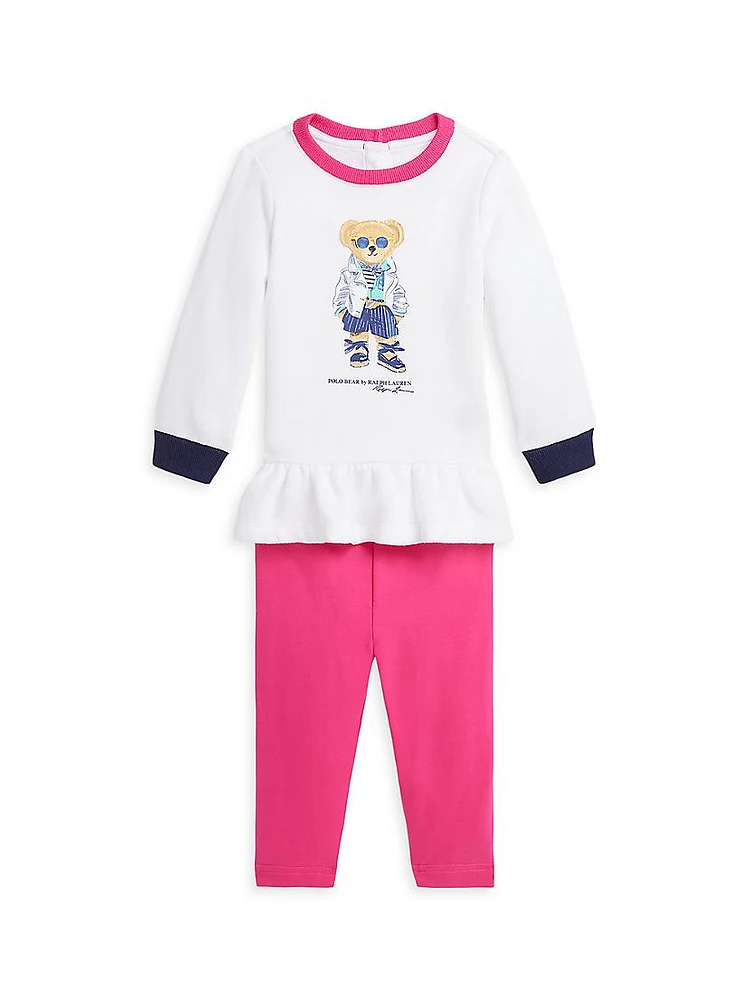 Baby Girl's Peplum Sweatshirt & Leggings Set