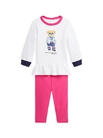 Baby Girl's Peplum Sweatshirt & Leggings Set