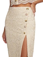 Corded Lace Midi-Skirt