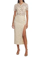 Corded Lace Midi-Skirt