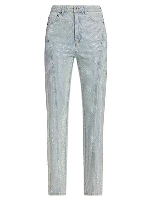 Rhinestone-Embellished Straight-Leg Jeans