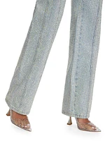 Rhinestone-Embellished Straight-Leg Jeans