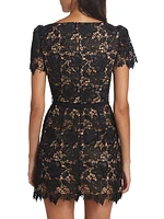 Guipure Lace Short-Sleeve Minidress