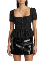 Bouclé Peplum Blouse