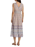 Petra Cotton-Silk V-Neck Midi Dress