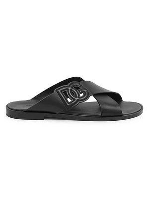 Logo Cut-Out Leather Sandals