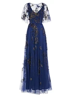 Jaylee Beaded Capelet Gown