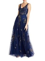 Jaylee Beaded Capelet Gown