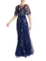 Jaylee Beaded Capelet Gown