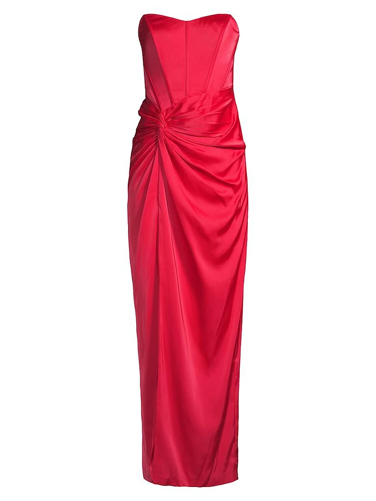 Stretch Satin Strapless Gown