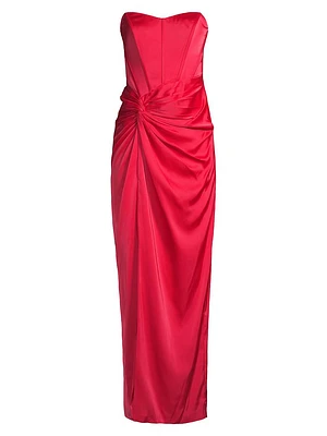 Stretch Satin Strapless Gown