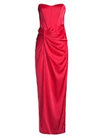 Stretch Satin Strapless Gown