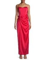 Stretch Satin Strapless Gown