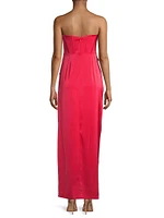 Stretch Satin Strapless Gown