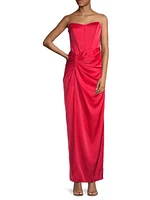 Stretch Satin Strapless Gown