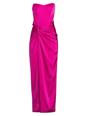 Stretch Satin Strapless Gown