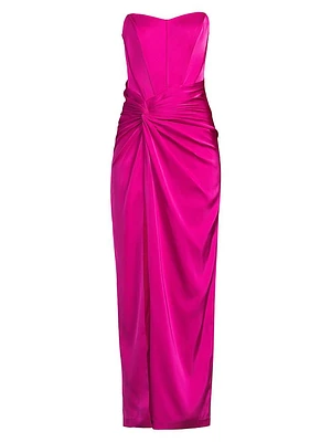 Stretch Satin Strapless Gown