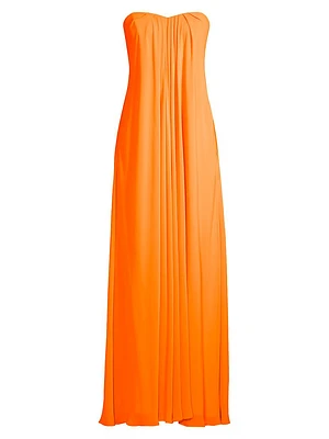 Strapless Chiffon Maxi Dress