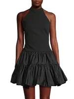 Halter Stretch Crepe Minidress