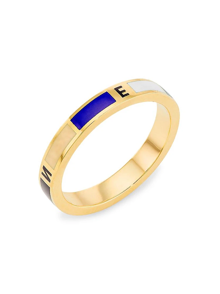 Internal Compass 18K Yellow Gold & Enamel Band Ring