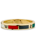 Internal Compass 18K Yellow Gold & Enamel Band Ring