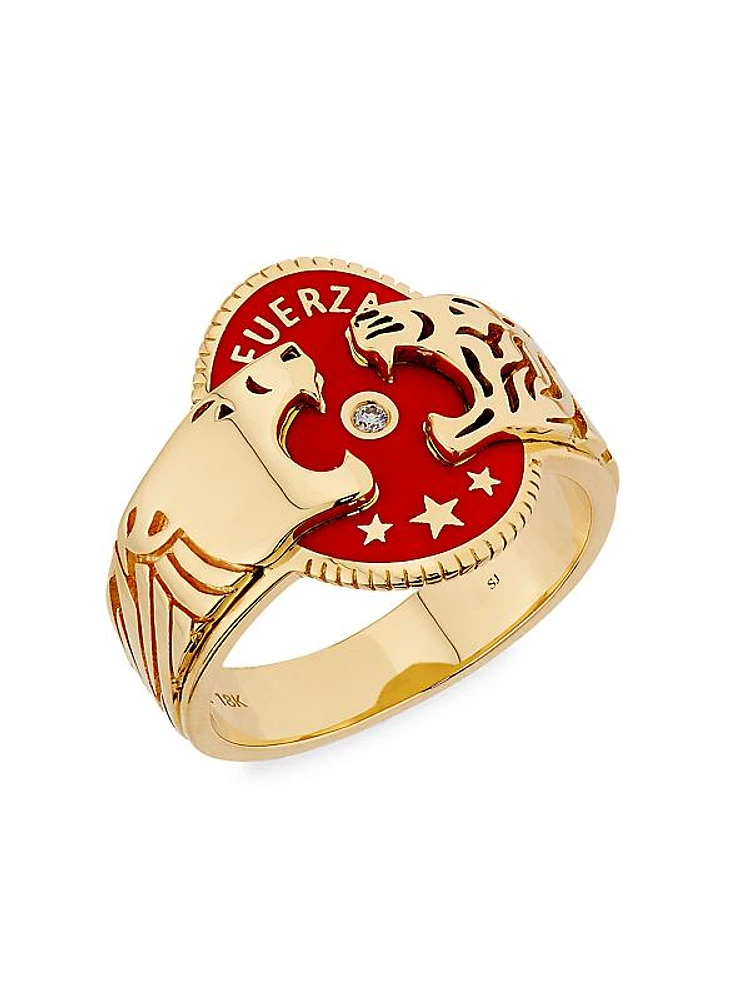 Strength 18K Yellow Gold, Enamel & 0.02 TCW Diamond Cigar Band