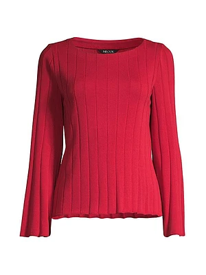 Rib-Knit Long-Sleeve Top