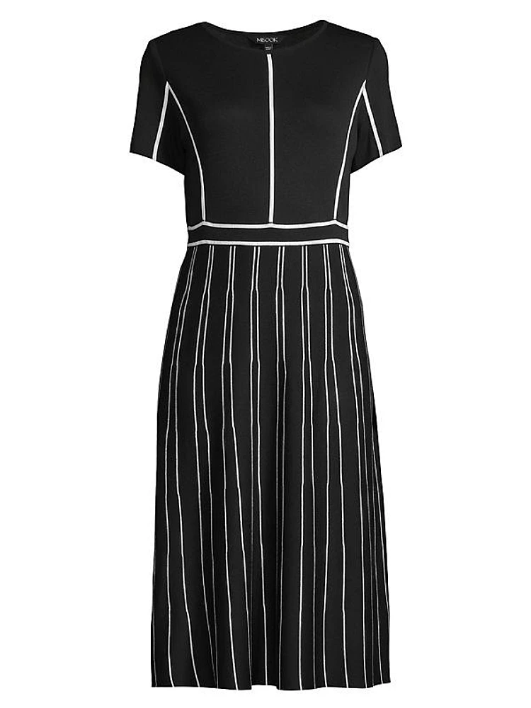 Contrast Striped Midi-Dress