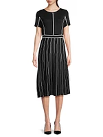 Contrast Striped Midi-Dress