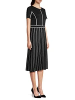 Contrast Striped Midi-Dress