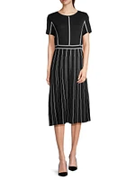 Contrast Striped Midi-Dress